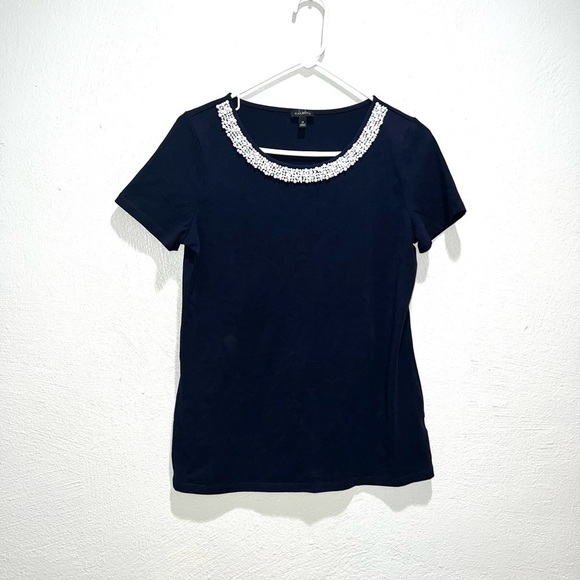 Talbots Navy Blue Beaded Top - Picture 1 of 6